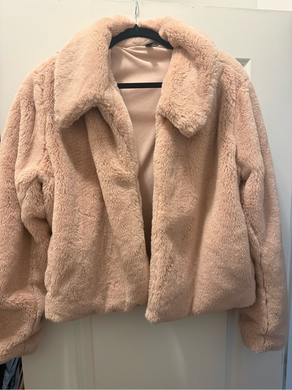 Express Plush Faux Teddy Jacket in Blush